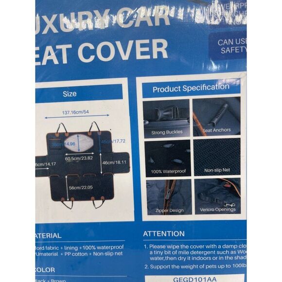 Luxury Black Car Seat Cover For Pets Waterproof & Nonslip - Picture 3 of 7